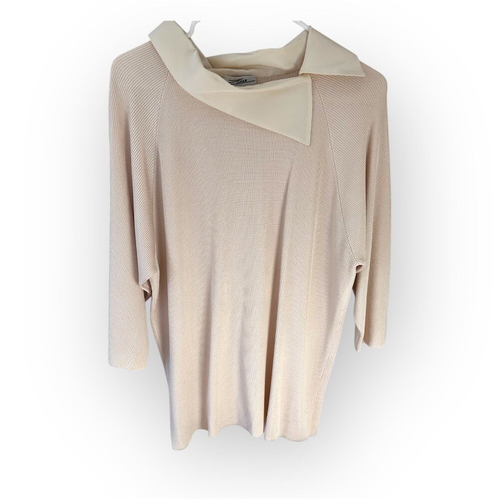 Zoran Cream Sweater with Asymmetrical Collar